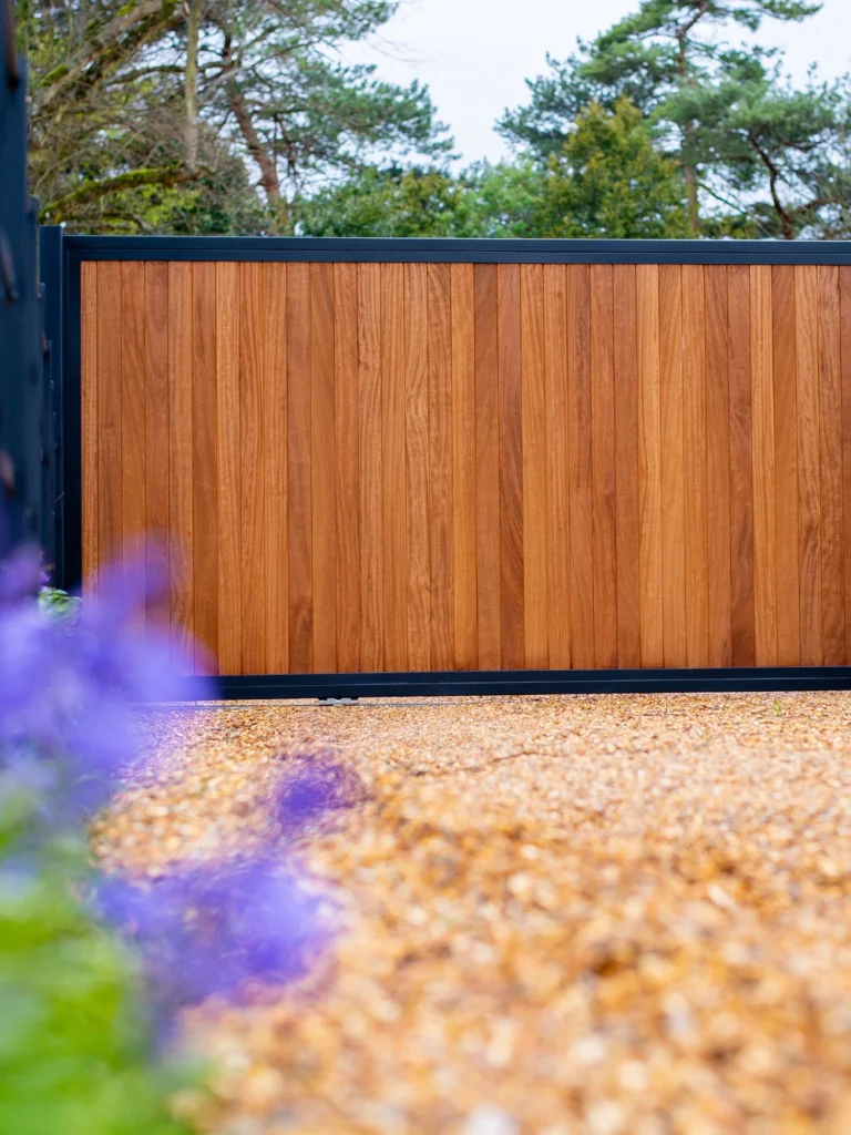 wooden sliding gate driveway