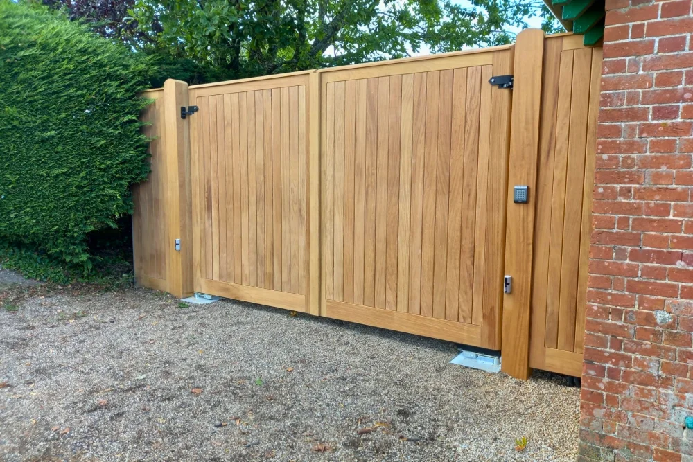 wooden electric gate